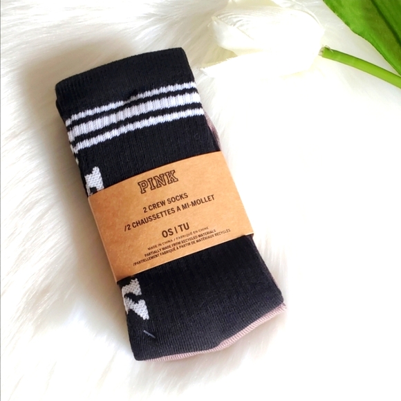Pink Victoria's Secret Crew Socks 2 Pack/2 pairs - Picture 1 of 3